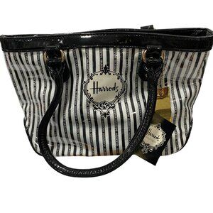 Harrods Boutique Black White Grab Bag Tote Womens Handbag NWOT